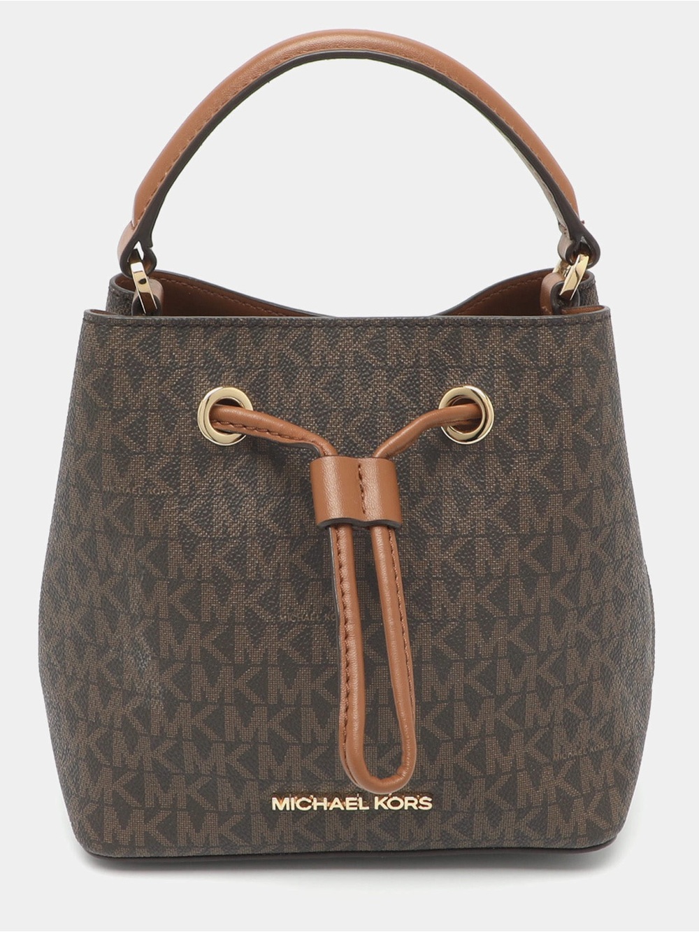 Michael Kors Suri Small Bucket Bag in brown signature logo canvas